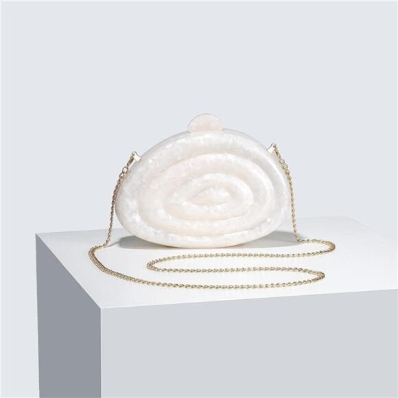 Acrylic Shell Evening Clutch | Elegant Party Purse with Detachable Chain - Picture 1 of 5